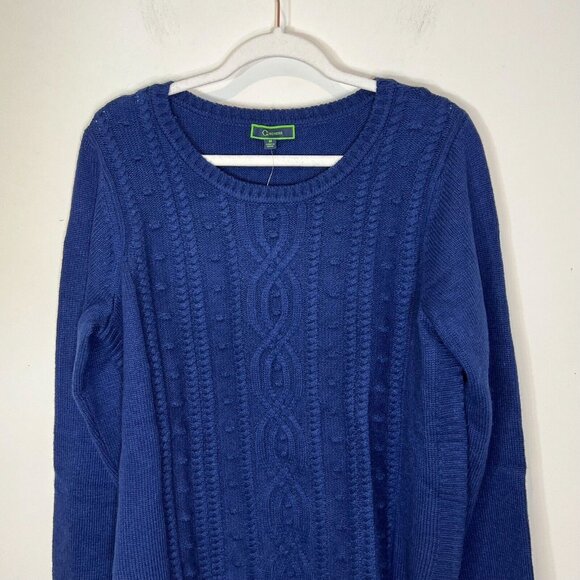 C. Wonder NWOT Sweater M Wool Blend‎ Womens Blue Cable Knit Pullover Size Medium - Picture 5 of 11